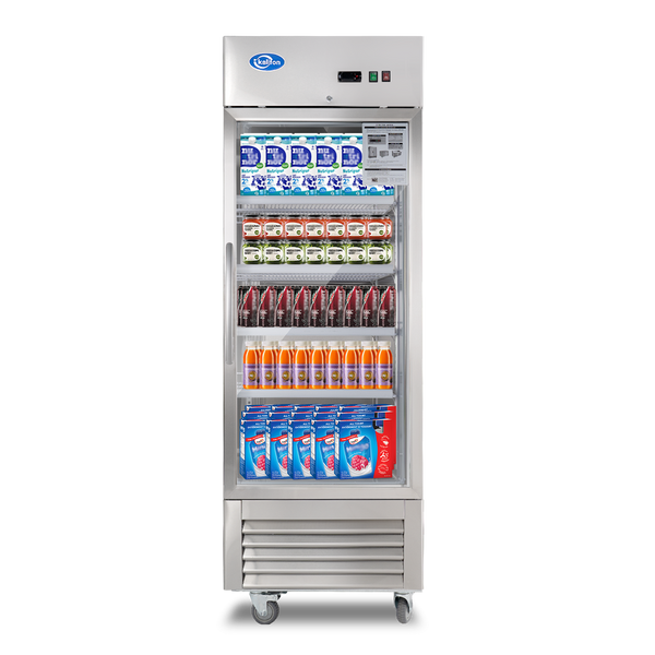 Commercial Display Refrigerator Merchandiser with 1 Glass Door - 23 Cu.Ft Upright Display Refrigerator with LED Lighting