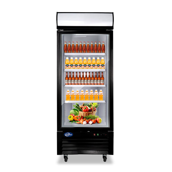 Commercial Refrigerator Merchandiser with Glass Door, 23Cu.Ft Display Refrigerator Upright Fridge Cooler with LED Lighting for Restaurant Kitchen