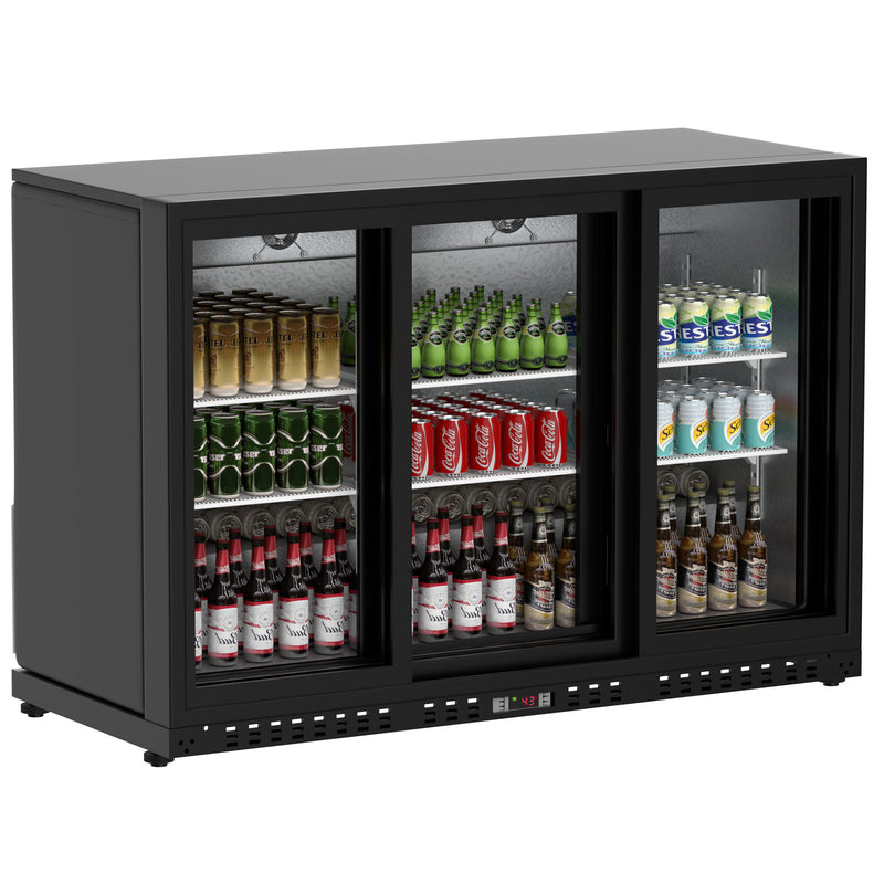 11.4 Cu.Ft Back Bar Cooler 53.2"W Beverage Refrigerator, 3 Low-E Glass Sliding Doors, Counter Height Bar Fridge,Commercial Display Refrigerator, Anti-Fog, LED Light for Beer, Wine,Soft Drinks