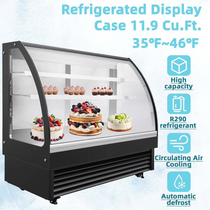 BLUELINETECH 11.8 Cu.Ft Commercial Countertop Refrigerator, Display Refrigerator,Display Cake Pastry or flower with LED Lighting Automatic Defrosting Air-cooling, ETL Certified