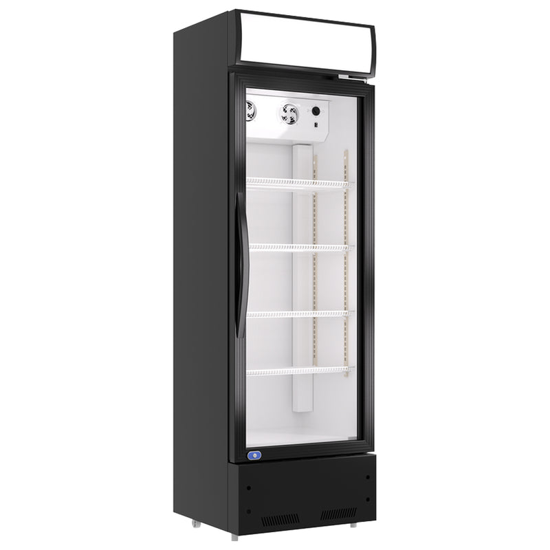 KICHKING 10.9 Cu.ft Merchandiser Refrigerator Black/Silver Swing Glass Doors Light Box With LED Lighting-23.6"w