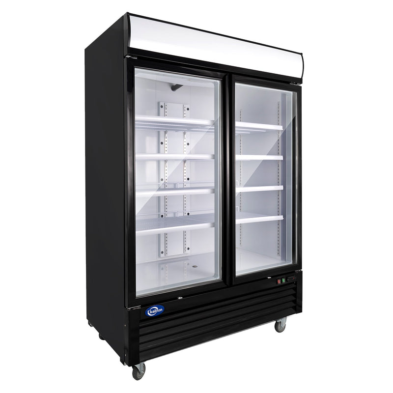 Commercial Glass 2 Door Display Refrigerator 49 Cu.Ft Beverage Cooler Merchandiser Upright with LED Light for Home Restaurant Grocery Stores