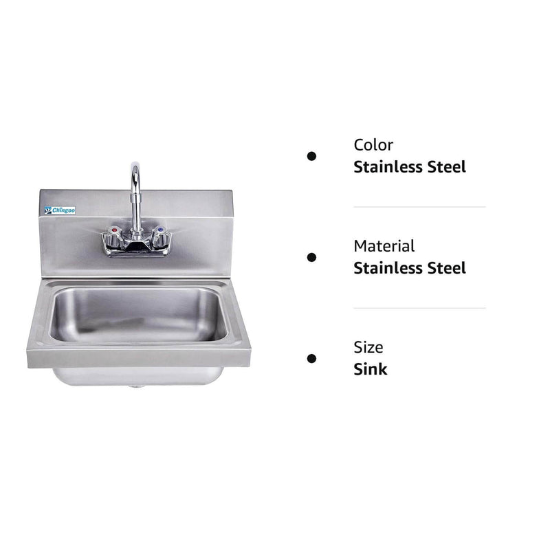 Wall Mounted Hand Sink with Faucet and Backsplash -17" x 15"