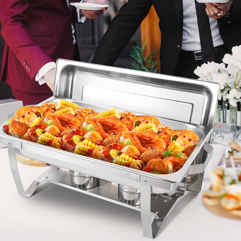 IMACONE Chafing Dish 4 Packs 8Qt. Foldable Rectangular Chafer Set, Stainless Steel Buffet Catering Warmer Set