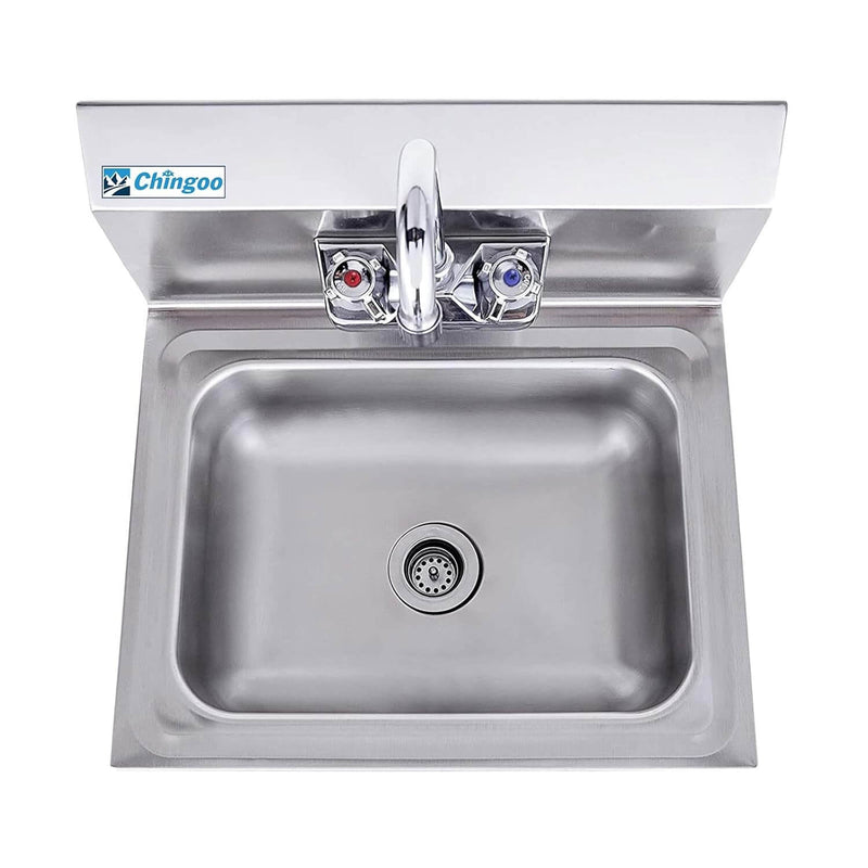 Wall Mounted Hand Sink with Faucet and Backsplash -17" x 15"