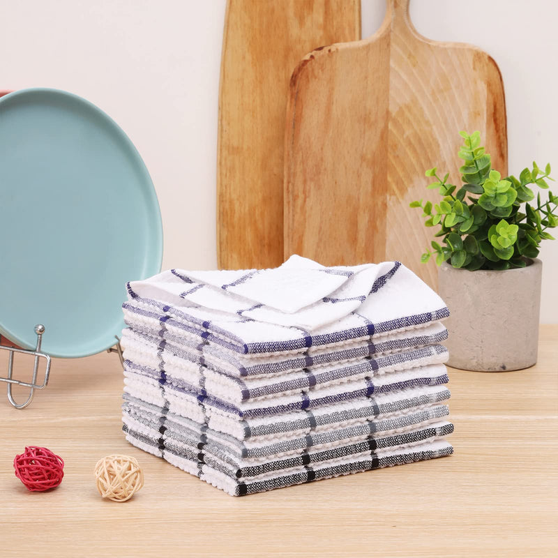 Egles Kitchen Dishcloth Set, 12"x12" 8-Pack Pure Cotton Cleaning Dish Towel, Highly Absorbent (Mix Color)