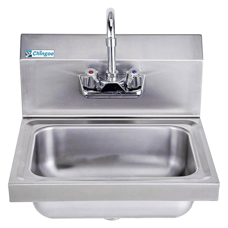 Wall Mounted Hand Sink with Faucet and Backsplash -17" x 15"