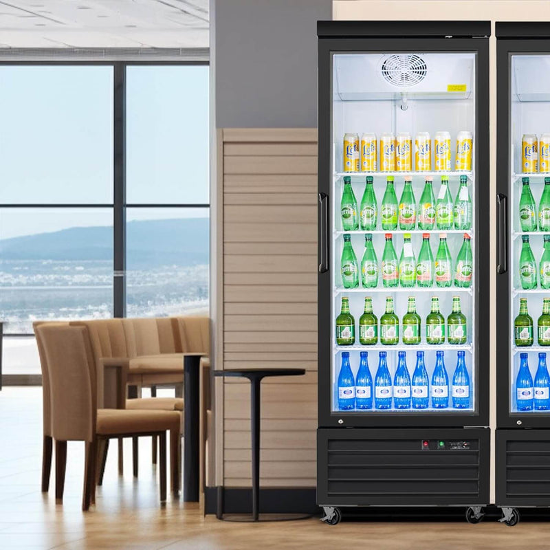 Bluelinecool 16.2 Cu.ft Display Refrigerator for Beverage,1 Glass Door Back Bar Beverage Cooler with LED Light Adjustable Shelves,Display Fridge for Shop,Restaurant,Apartment,etc