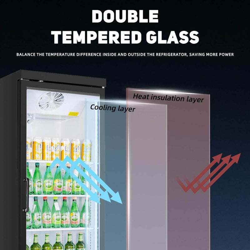 Bluelinecool 16.2 Cu.ft Display Refrigerator for Beverage,1 Glass Door Back Bar Beverage Cooler with LED Light Adjustable Shelves,Display Fridge for Shop,Restaurant,Apartment,etc