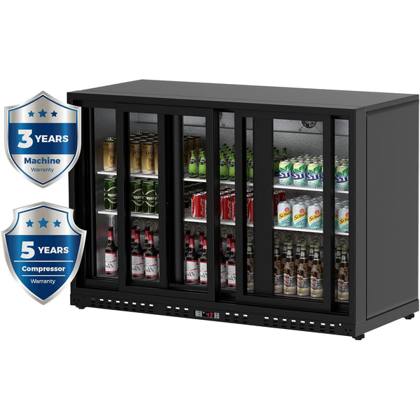 11.4 Cu.Ft Back Bar Cooler 53.2" W Glass Sliding Door Bar Fridge With LED Lighting