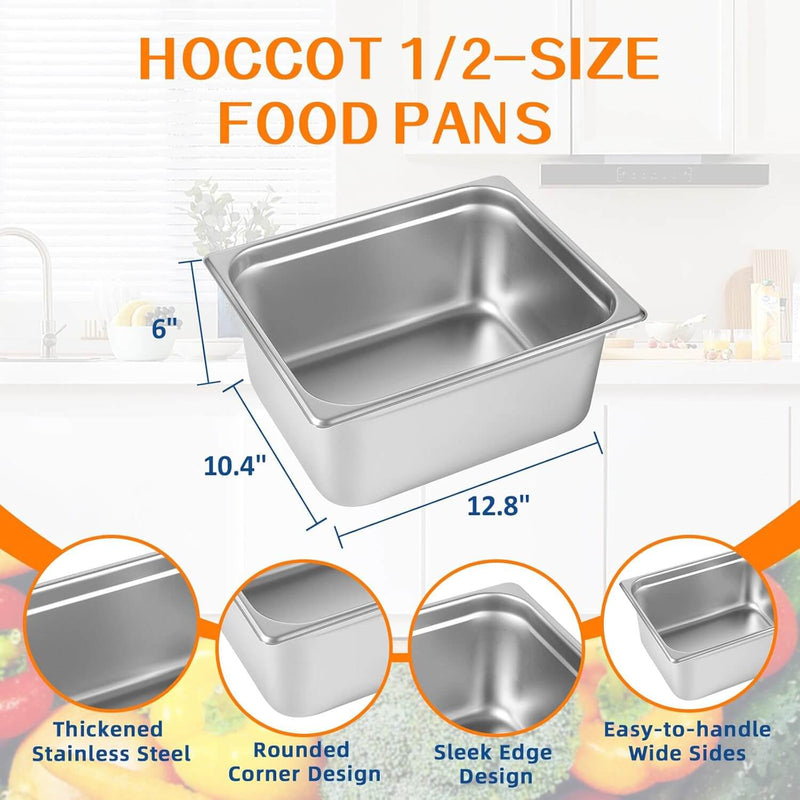 Half Size Hotel Pan 6 Packs, 6" Deep 304 Stainless Steel Steam Table Pan