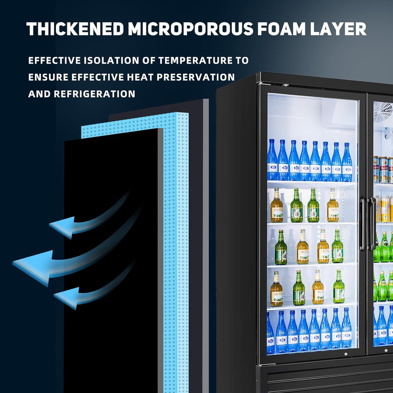 Bluelinecool 55.1 Cu.ft Display Refrigerator for Beverage,3 Glass Door back bar beverage cooler with LED Light Adjustable Shelves,Display Fridge for Shop,Restaurant,Apartment,etc