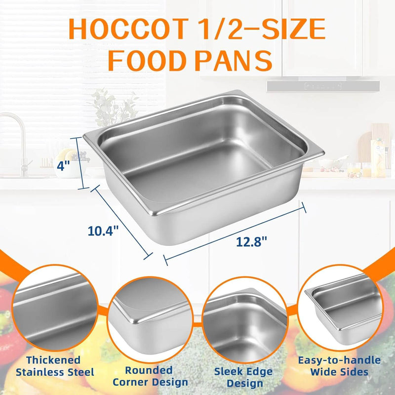 Half Size Hotel Pan 6 Packs, 4" Deep 304 Stainless Steel Steam Table Pan