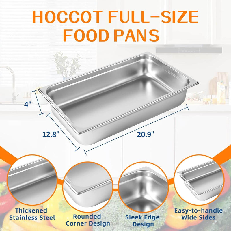 Full Size Hotel Pan 6 Packs, 4" Deep 304 Stainless Steel Steam Table Pan