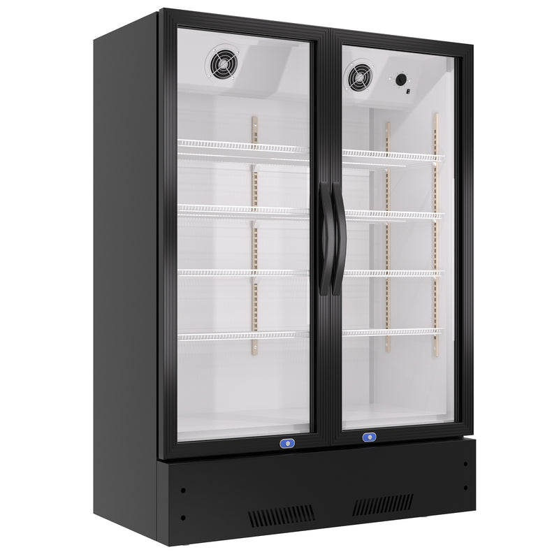 KICHKING 17.1 Cu.ft Merchandiser Refrigerator Black/Silver Swing Glass Door With LED Lighting-38.3"w