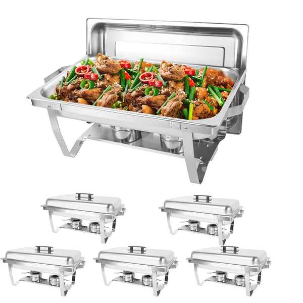 IMACONE 24"x12'' Chafing Dish Buffet Set 6 Packs 8Qt Rectangular Stainless Steel Buffet Chafer Set