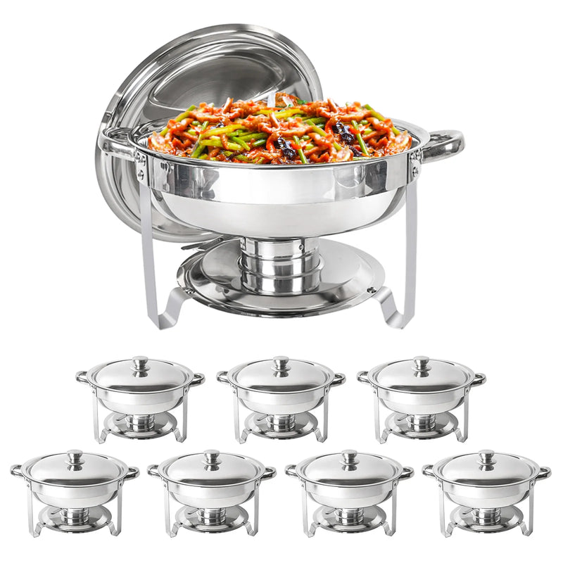 IMACONE 5QT Chafing Dish Buffet Set 8-Pack, Upgrade Stainless Steel Round Warmer Chafer Set for Catering Party