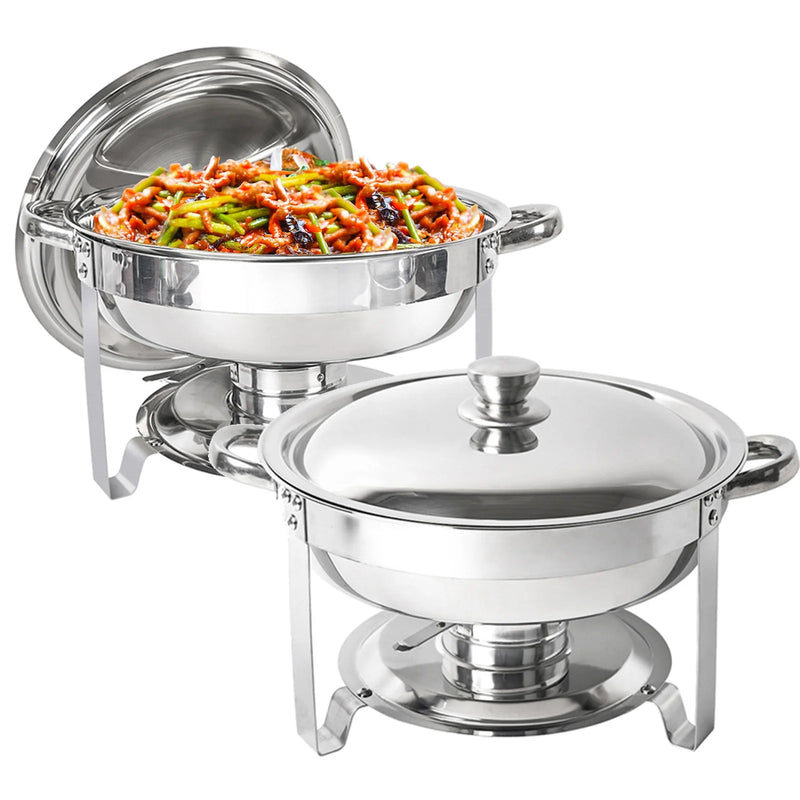 IMACONE Chafing Dish Buffet Set, 5 Qt 2 Packed Stainless Steel Round Catering Warmer Set with Lid