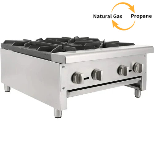 HOCCOT 24" 4 Burners Commercial Countertop Hot Plate Range Gas Stove