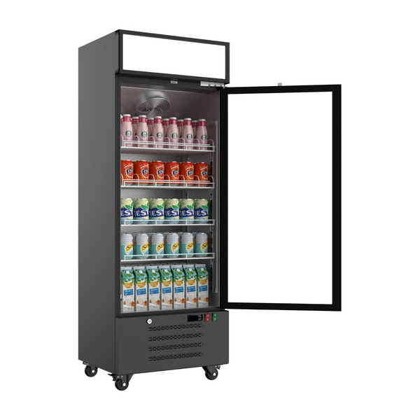 11.3 Cu. Ft Merchandiser Refrigerator 32-50°F Commercial Beverage Refrigerators Low-E Glass Door Display Cooler Aluminum Alloy Frame Upright Drink Fridge, LED Light Box Adjustable Organizer