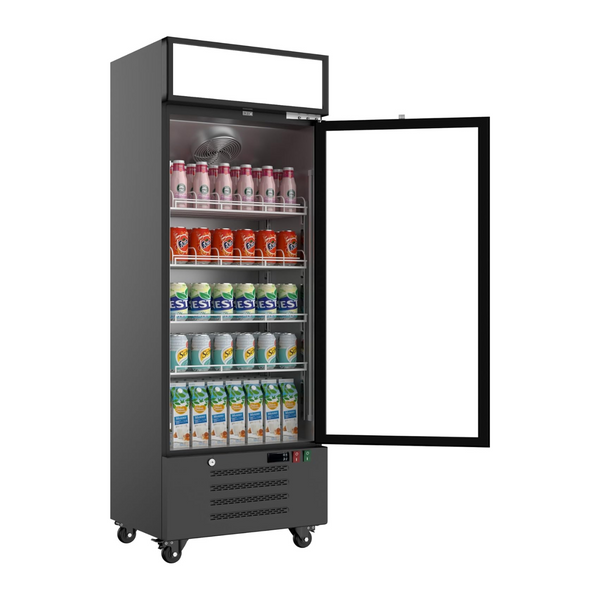 15.9 Cu. Ft Merchandiser Refrigerator 32-50°F Commercial Beverage Refrigerators Aluminum Alloy Frame Low-E Glass Door Display Cooler Fridge, LED Light Box Adjustable Shelves Organizer ETL/DOE