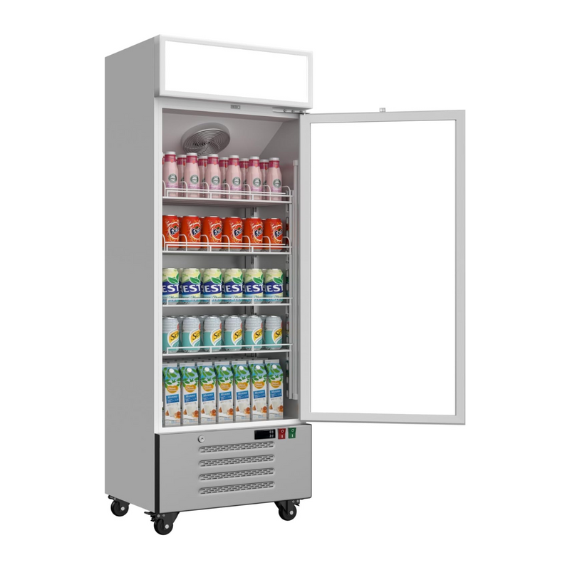 15.9 Cu. Ft Merchandiser Refrigerator 32-50°F Commercial Beverage Refrigerators Aluminum Alloy Frame Low-E Glass Door Display Cooler Fridge, LED Light Box Adjustable Shelves Organizer ETL/DOE