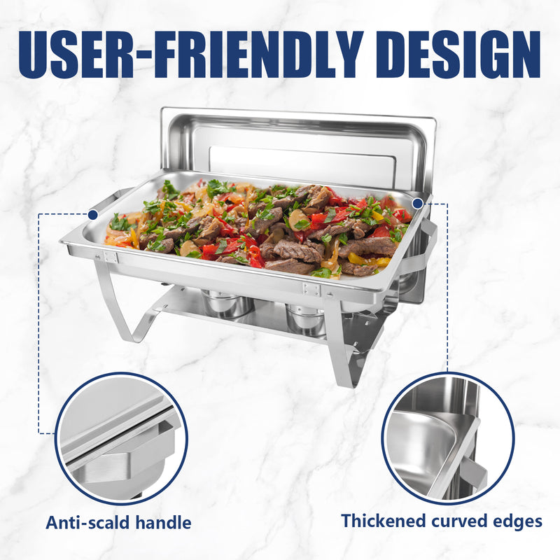 IMACONE 24"x12'' Chafing Dish Buffet Set 6 Packs 8Qt Rectangular Stainless Steel Buffet Chafer Set