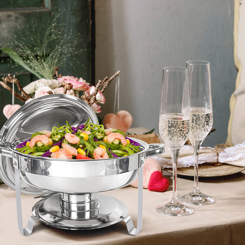 IMACONE Chafing Dish Buffet Set, 5 Qt 2 Packed Stainless Steel Round Catering Warmer Set with Lid