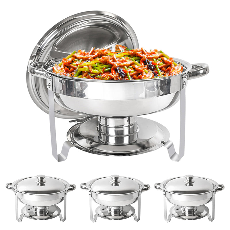 IMACONE Chafing Dish Buffet Set, 5Qt 4-Pack Stainless Steel Round Catering Warmer Set for Breakfast