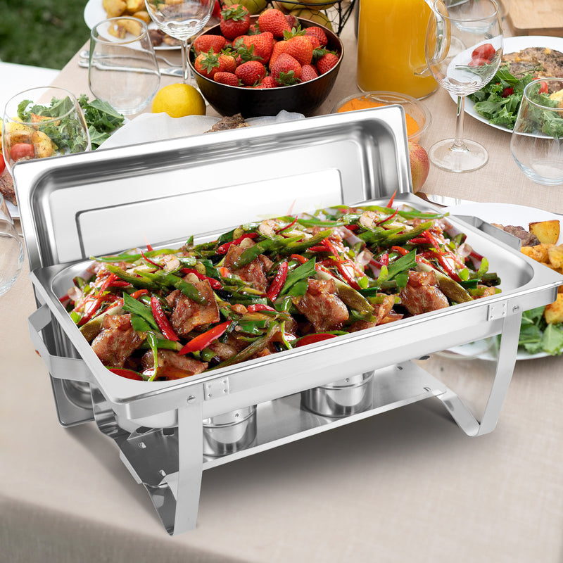 IMACONE Chafing Dish 4 Packs 8Qt. Foldable Rectangular Chafer Set, Stainless Steel Buffet Catering Warmer Set